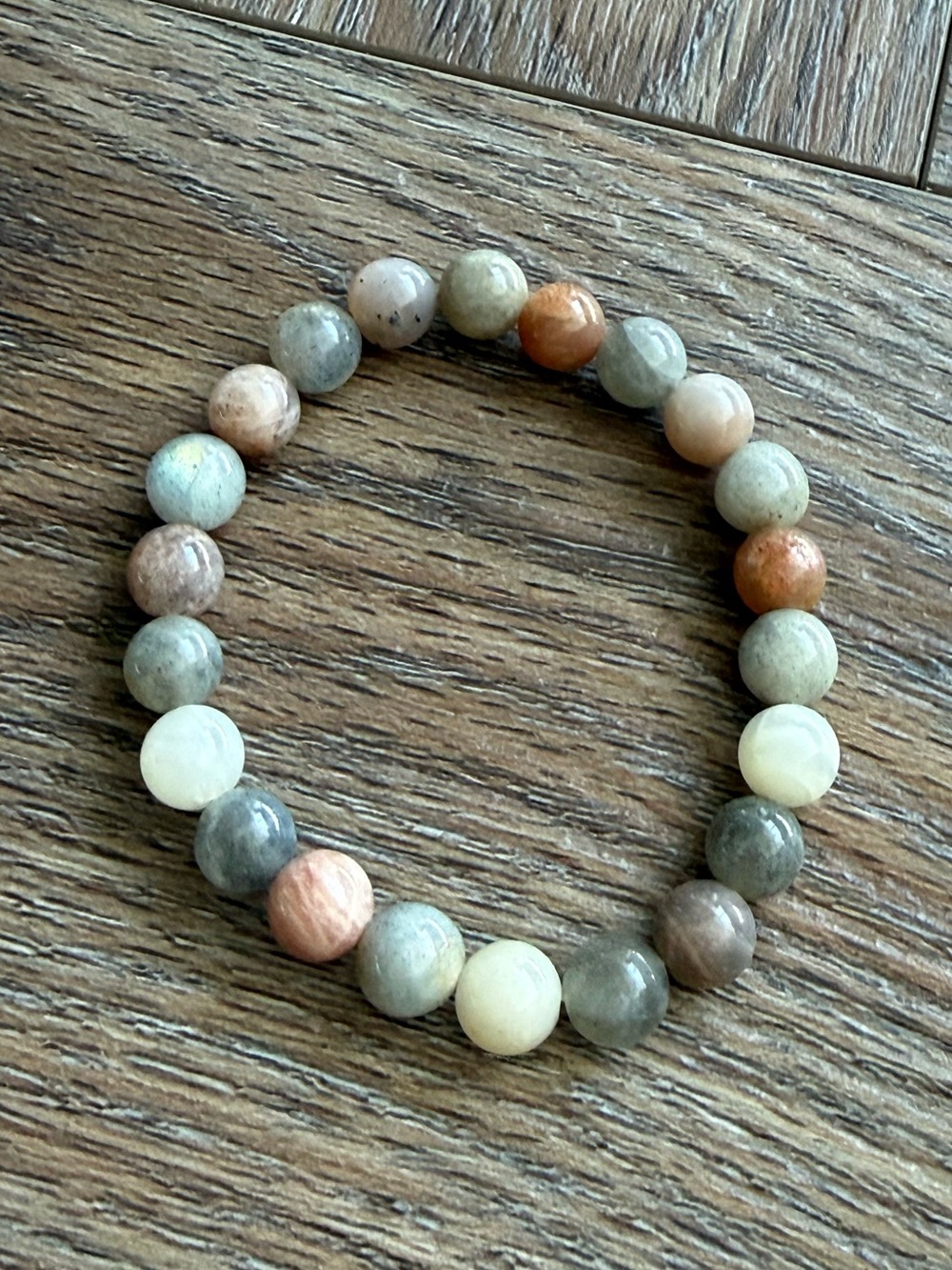 Multicolor Moonstone Natural Stone Beaded Stretch Bracelet